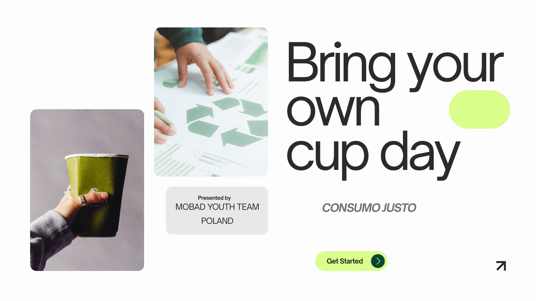 Opening slide of the presentation Bring Your Own Cup Day by the MOBAD youth team, Poland